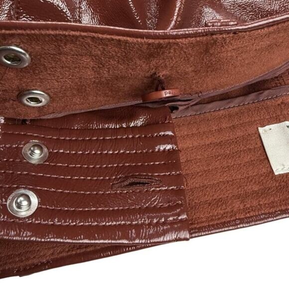 WILFRED Aritzia Funk Glossy Vinyl Faux Leather Pants Sz 2 Rustique - Picture 7 of 10